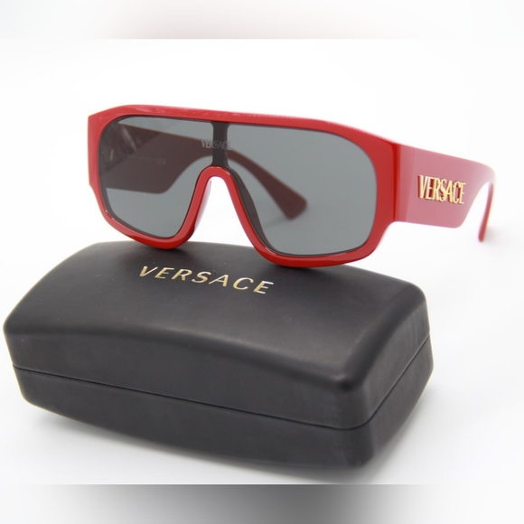NEW VERSACE VE4439 5388/87 UNISEX RED  SHIELD SUNGLASSES VERSACE MOD 4439 538887 - Picture 3 of 11